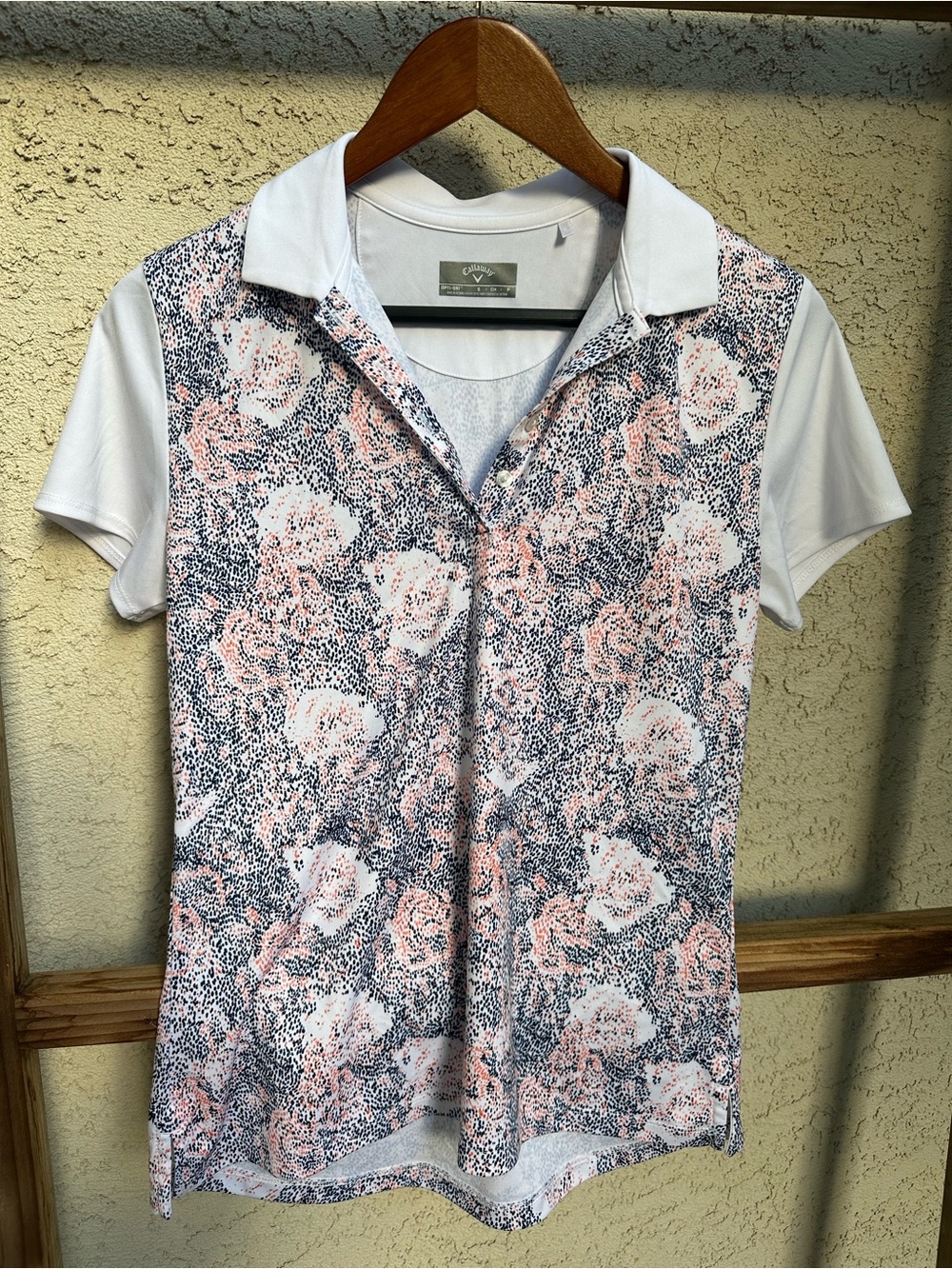 Callaway Floral Polo Shirt - White & Pink
